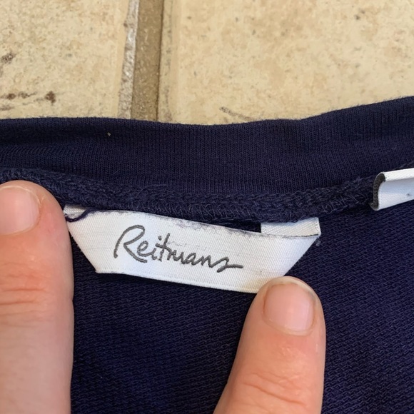 Reitmans Embellished Neckline Long Sleeve Top - Navy Blue - Size L - Picture 2 of 7